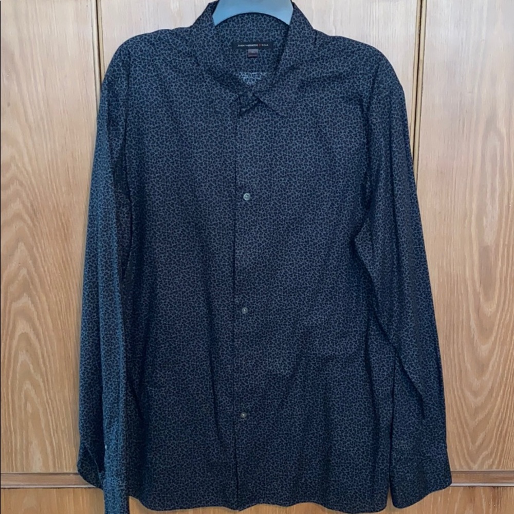 John Varvatos ⭐️ USA Dress Shirt Blue Floral XL - Picture 1 of 5